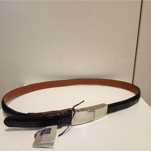NWT LAI Black 100% Alligator Silver Buckle Skinny Belt Sz.Small Ret.$250 USA